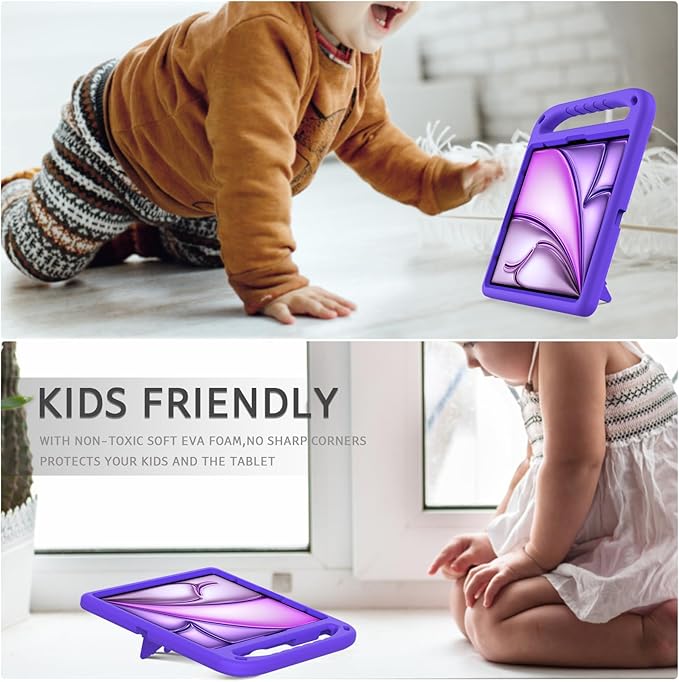 ATOOZ Kids Case for iPad air 13 inch 2024 2025 2026 (M2 M3 M4) / iPad Pro 13 inch (M4 M5), Cover with Shockproof Handle Stand for iPad Pro 13 7th /8th Gen 13" Tablet (Purple)