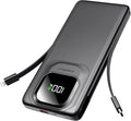 Portable Charger with Built-in Cables,22.5W Super Fast Charging Power Bank Slim Phone Charger,10000mAh Travel Battery Pack Battery Bank with Smart LED Display for iPhone, Android & USB-C