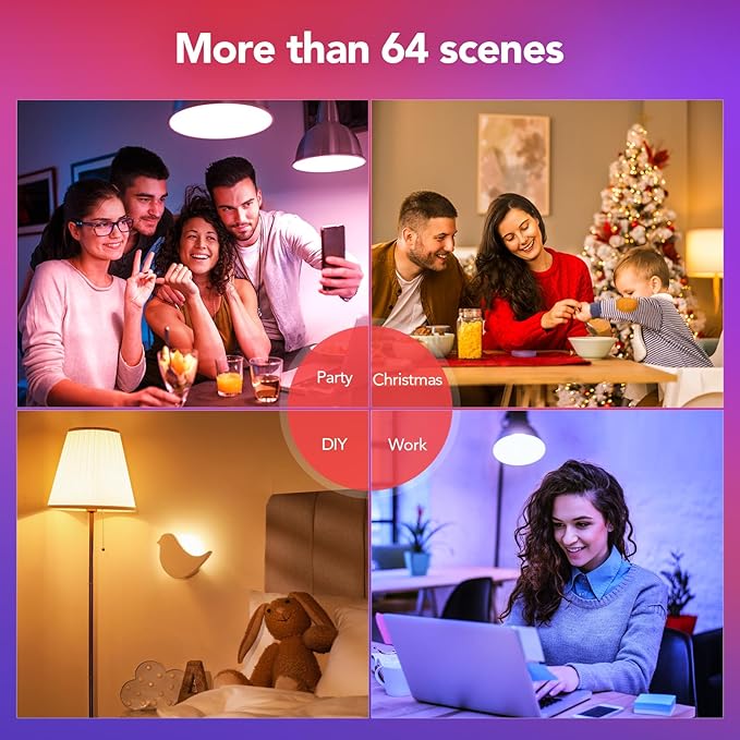 OREiN Matter Smart Light Bulb, Smart Light Bulbs with Remote Control Work with Apple Home, Alexa, Google Home, SmartThings, Color Changing Light Bulbs 2.4Ghz WiFi, 800 Lumens Equivalent 60W 6Pack