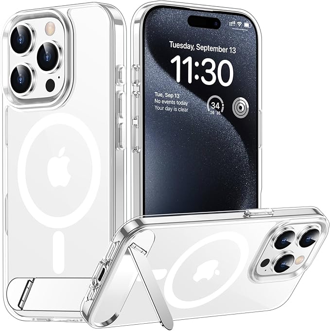 Magnetic Compatible with iPhone 15 Pro Max Case, [Built-in Invisible Kickstand][Compatible with MagSafe] [Military Grade Shockproof] Slim Thin Phone Case for iPhone 15 Pro Max 6.7"