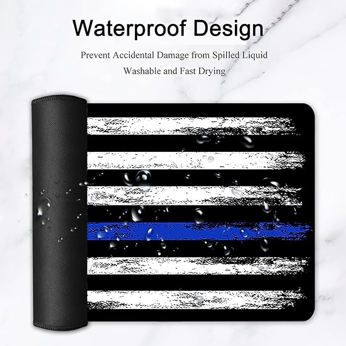 Large Gaming Mouse Pad, Extended Waterproof Desk Pad Protector (31.5" x 11.8") Ergonomics Memory Foam Mouse Wrist Rest Support, for Home Office Laptop Easy Typing, Camo American Flag Black Mouse Mat