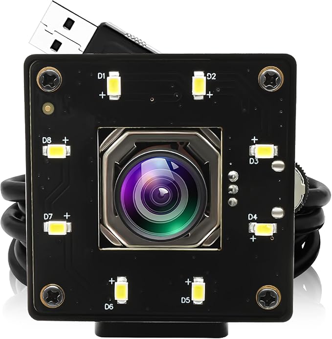 4k USB Camera Autofocus 100 Degree No Distortion Lens Color Night Vision Webcam for Computer UVC USB2.0 Lightburn Cam Plug and Play for Raspberry Pi Linux Mac OS Jetson Nano