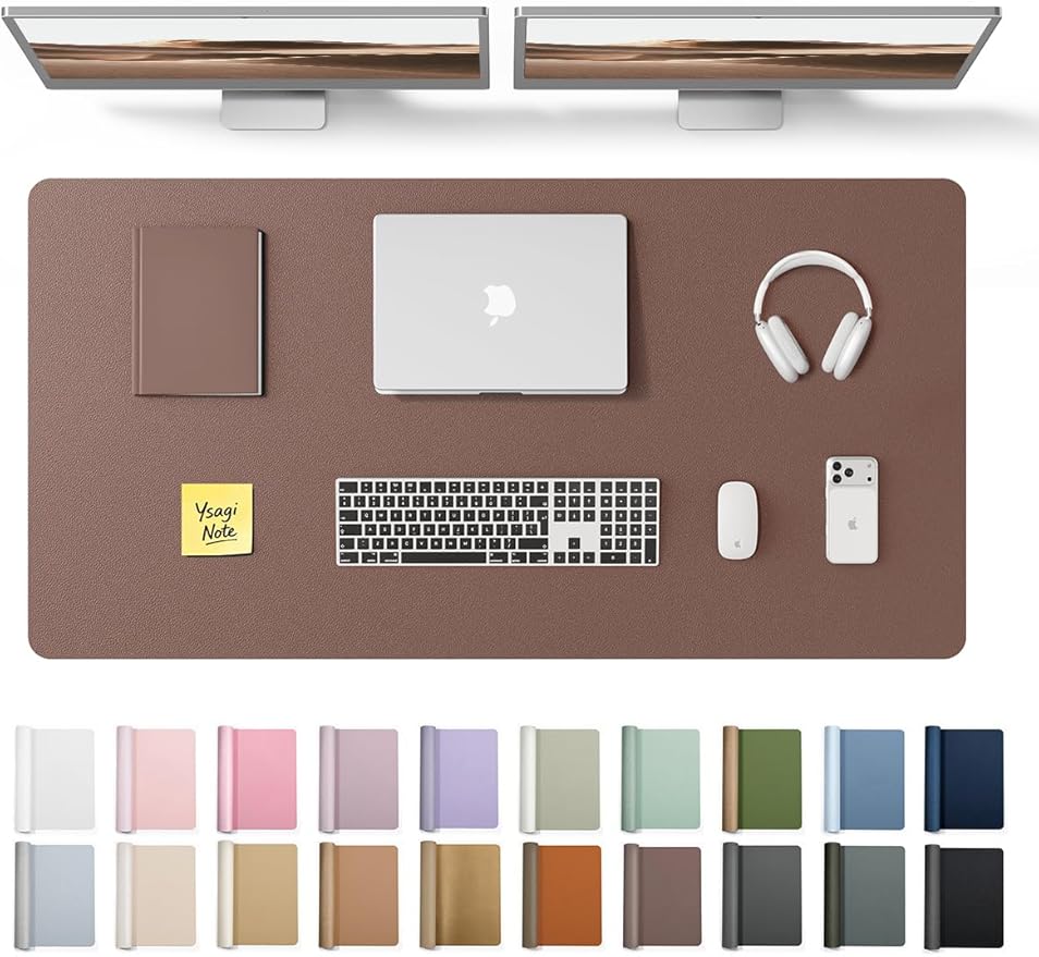YSAGi Leather Desk Protector, Office Mat, Large Mouse Mat, Non-Slip PU Leather Blotter, Laptop Desk, Waterproof Writing Pad for Office and Home (Chocolate, 47.2" x 23.6")