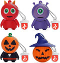 Halloween USB Flash Drive 16GB x 4 Pieces Creative Pumpkin USB Gift Cartoon Memory Stick Data Storage Pendrive with Keychain U Disk for Computer Notebook Laptop