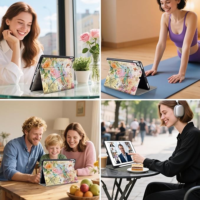 Vimorco Case for iPad Air 3rd 2019, for iPad Pro 10.5 inch 2017/2019, for iPad 9th/8th/7th Generation 10.2 inch,Multiple Viewing Angles,Pencil Holder,Full Protective Cover,Auto Sleep/Wake,Dragonfly