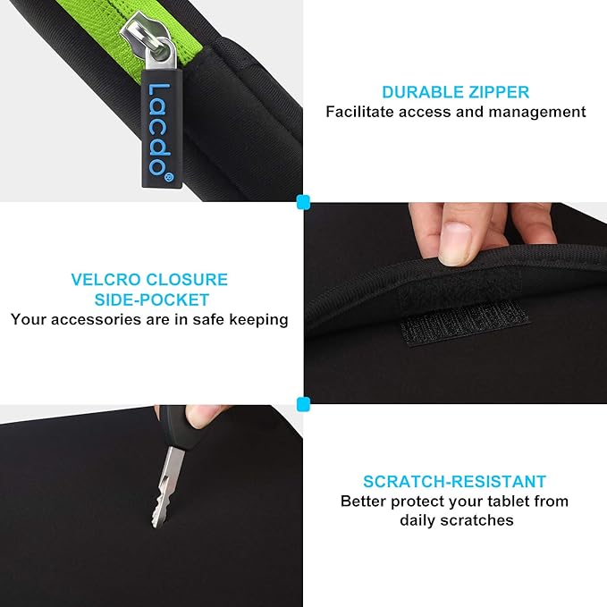 Lacdo Tablet Sleeve Case for 13 inch New iPad Air M4 M3 M2 2026-2024, 13 inch iPad Pro M5 M4 2025-2024, 12.9 inch iPad Pro 6 5 4 3 with Magic Keyboard and Smart Keyboard Folio Protective Bag, Green