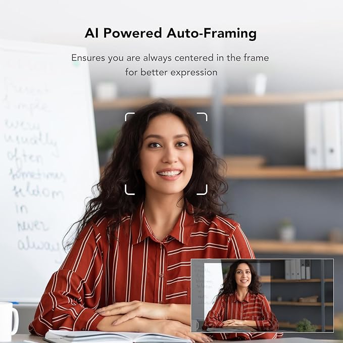 NUROUM V32AF 4K Webcam for PC, Adjustable FOV, Premium CMOS, Autofocus Auto-Framing, Noise Canceling Microphones, USB Plug&Play Web Camera for Desktop/Laptop/Mac, Video Calls w/Zoom/Teams/Google Meet
