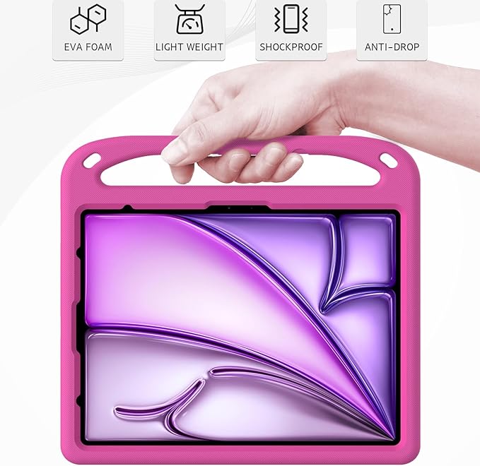 ATOOZ Kids Case for iPad air 13 inch 2024 2025 2026 (M2 M3 M4) / iPad Pro 13 inch (M4 M5), Cover with Shockproof Handle Stand for iPad Pro 13 7th /8th Gen 13" Tablet (Rose)