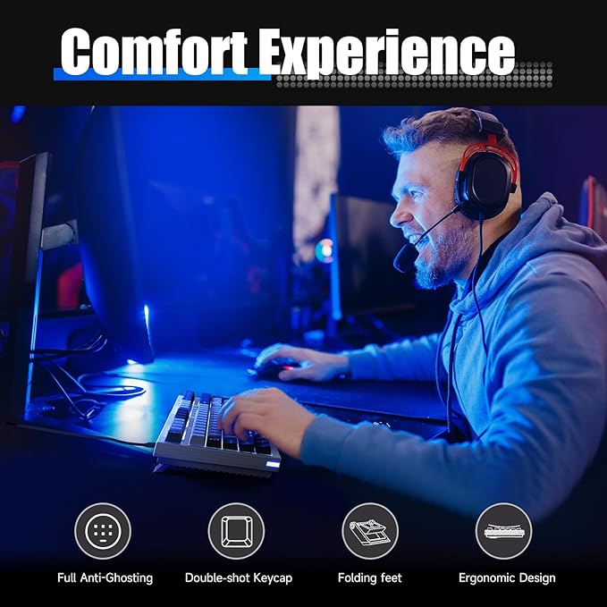 KEMOVE K98SE Mechanical Gaming Keyboard, 98 Keys LED Backlit Programmable, 96% Wired Computer Keyboard with Double Sound Dampening Foam, Pre-lubed Brown Switch