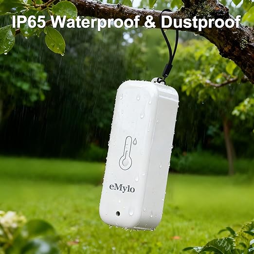 eMylo WiFi Temperature Humidity Sensor 4 Pack, Smart Indoor Thermometer Hygrometer with 3 Outdoor IP65 Sensors, Remote Monitoring App Alert, Data Export, 492ft Range for Home Greenhouse Baby Room