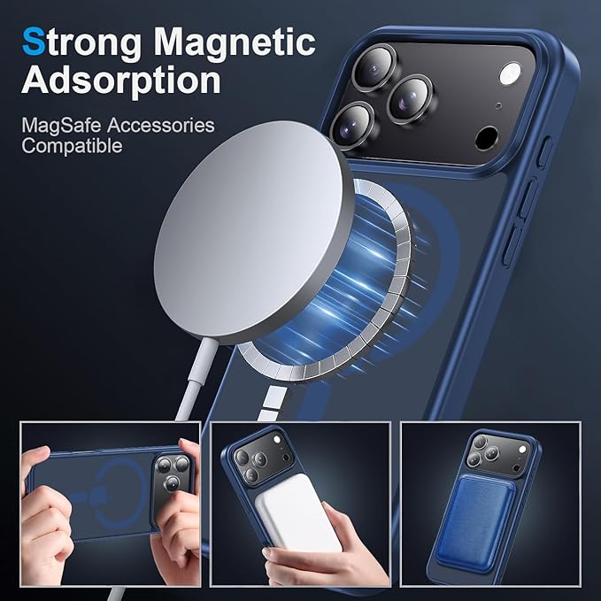 for iPhone 17 Pro Max case with Camera Lens Protector [10Ft Military-Grade Protection] Compatible with fit MagSafe Shockproof Cover Phone case for iPhone 17 Pro max 6.9 inch,Deep Blue