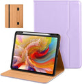 DTTO for iPad Pro 13 inch Case (M5/M4) 2025/2024, Premium Leather Business Folio Stand Cover with Pencil Holder - Auto Wake/Sleep & Multiple Viewing Angles, Built in Hand Strap & Pocket, Lavender