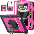 HXCASEAC for iPad Pro 13 Inch Case (M5/M4) 2025/2024, Shockproof Design with Pencil Holder, Protector, Rotating Stand, Hand Strap, Heavy Duty Protective iPad Pro13 Cover A3360 A3361 A2925 A2926, Rose