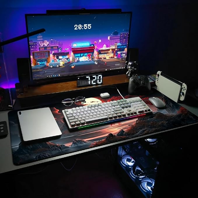 Extended Gaming Mouse Pad, Large Mouse Mat 3 mm Nature Rubber Base Mousepad with Stitched Edges, Non-Slip Desk Mat for Office Home Great Gift 31.5x11.8 Inch (Dark Canyon 2)