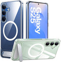 TORRAS Strong Magnetic & Seamless Stand for Samsung Galaxy S25 Case, Fit for MagSafe, Mil-Grade Drop Protection, Adjustable Kickstand for Samsung Galaxy S25 Case, Anti-Yellowing Diamond Clear
