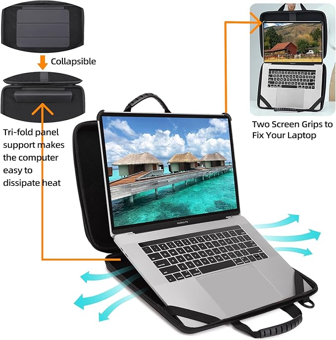BUG 14.2-15.6 Inch Laptop Case Hard Shell, Protective Laptop Carrying Case with Stand for Heat Dissipation
