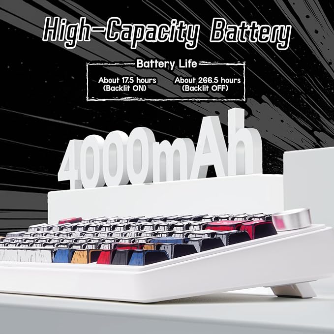 Aula F75 Wireless Mechanical Keyboard,Creamy Keyboard with RGB Backlit Hot Swappable, 81 Keys 75% Layout Gaming Keyboard, Bluetooth/2.4GHz/Type-C, Creamy Sounding - Reaper Switches