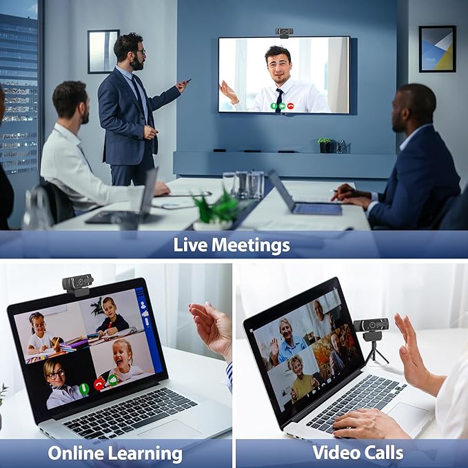 4K Webcam for PC & Mac, Tiny USB Streaming Camera with PDAF Autofocus, Dual Omnidirectional Noise-Canceling Microphones, Auto Low-Light Correction, Works with Zoom, Teams, Google Meet & Twitch
