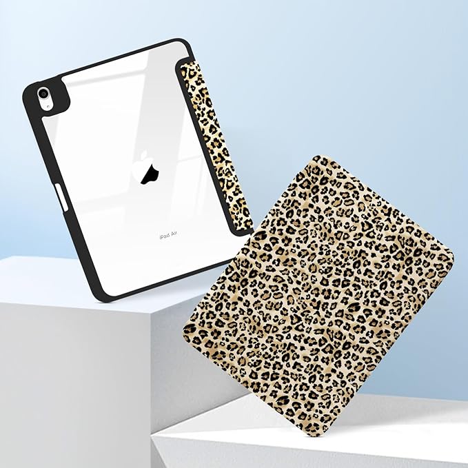 MrARTIST for iPad Air 11 Inch Case M3/M2 - Air 5th/4th Generation 10.9" Cute Women Girls Girly Kawaii Aesthetic Kawaii Design for Apple Air Tablet Cover with Pencil Holder, Leopard Print