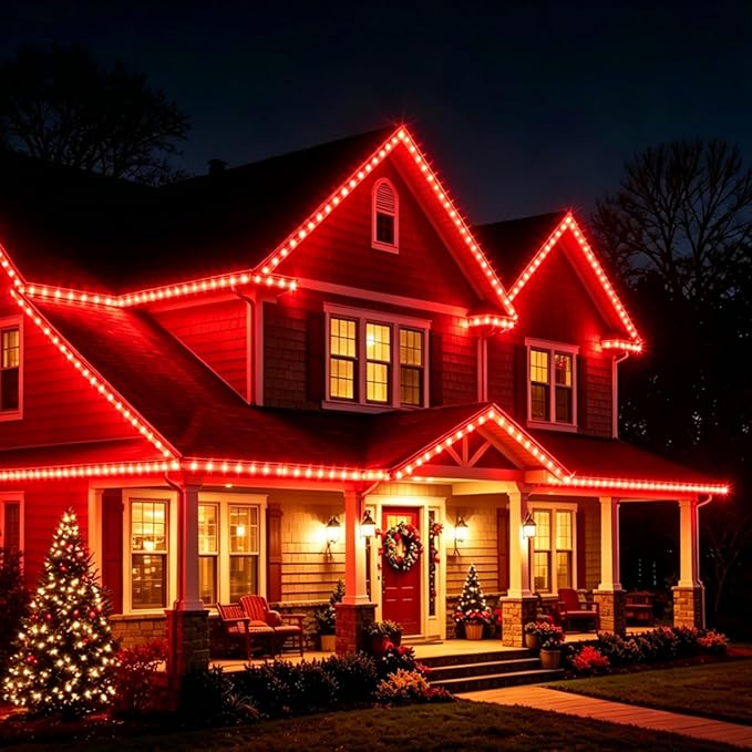 LED Rope Lights, 33Feet Red Flat Flexible Strip Light, Plug in Novelty Lighting, Connectable and Waterproof for Home Christmas Holiday Garden Patio Party Decoration