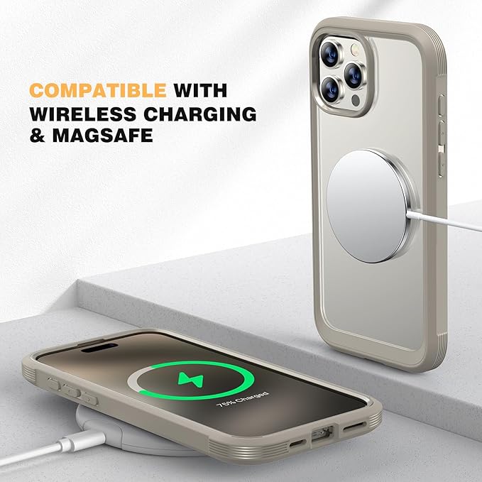 Diaclara Designed for iPhone 15 Pro Case, [Military-Grade Drop Proof] Full-Body Bump Case with Built-in Shockproof Screen Protector, [Camera Lens Protector] for iPhone 15 Pro 6.1"(Natural Titanium)