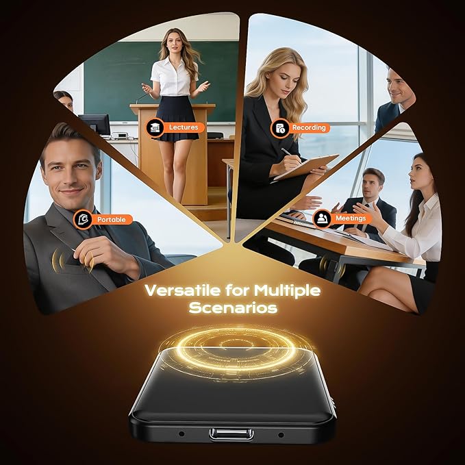 Voice Activated Recorder 64GB - Double-Sided Magnetic with AI Noise Reduction, Holds 6000 Hours of Audio, 75H Battery, Digital Voice Recorder for Meetings, Lectures and Interviews