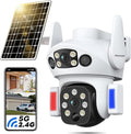 Solar Camera Outdoor Wireless, Dual Lens Security Camera for Home & Farm, Light Alarm & Color Night Vision, Outdoor Camera Two-Way Audio (1 Pack)