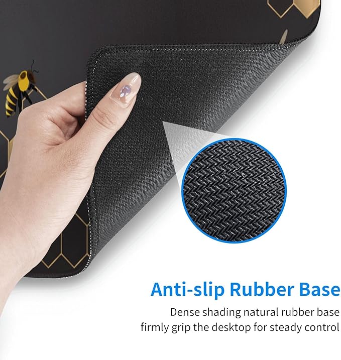 Honeycomb Bee Gaming Mouse Pad Extended Large Mouse Mat 31.5 X 11.8 Inch Nonslip Rubber Base Long Desk Pad Stitched Edges Mousepad Mice Pad for Office Home Game