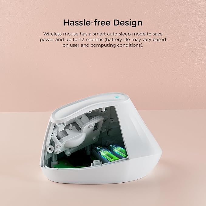 KYSONA 57° Ergonomic Wireless Tower Mouse, Vertical Quiet Ergo Mouse, Bluetooth(BT5.0,BT3.0)&2.4G, (800/1200/2400/2400/4000), 5 Buttons for Windows, macOS, iPadOS, Laptop, PC,White