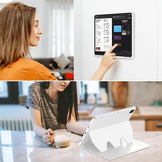 VIKESI Case for iPad Pro 12.9 6th / 5th / 4th / 3rd Generation Case 2022/2021/2020/2018,Multiple Angles Magnetic Stand Cover,Shockproof Soft Back,Pencil Holder,and Auto Sleep/Wake,White