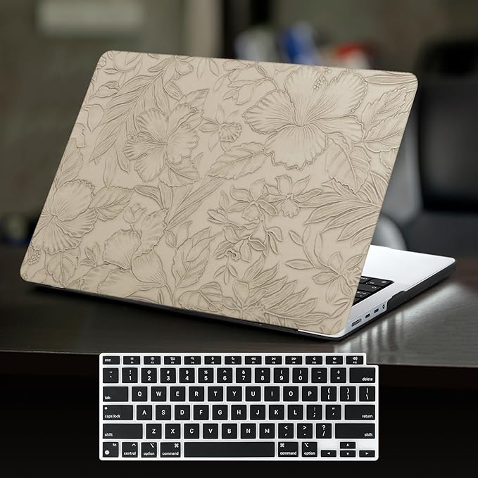 DTangLsm for MacBook Pro 14 inch Case 2026 M5, 2025 2024-2021 M4 M3 M2 M1 A3426 A3427 A3434 A3112 A3185 A3401 A2918 A2992 A2779 A2442 Pro Max, Textured Retro Leather Hard Case & Keyboard Cover,Apricot