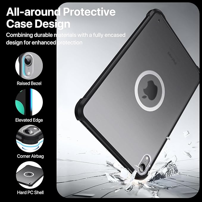 Case for iPad mini A17 Pro, iPad mini 6 case, Compatible with Magsafe, Clear Back with TPU Frame, Slim Lightweight Protective Case for 8.3“ iPad mini (Black)