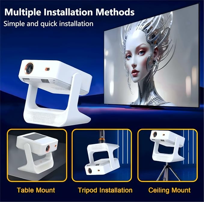 【Touch Screen/APP Store/800 ANSI/Auto Focus】Portable Projector, Full HD 4K Support Smart Video Projector, WiFi 6 Bluetooth for Home Theater/Gaming/Outdoor (180° Stand & 300 ''Display)