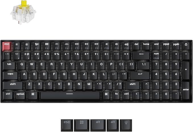 Keychron K4 96% Layout QMK Wireless and Wired Options Mechanical Keyboard, White Backlight Super Banana Switch, Paired with Shine-Through Double-Shot PBT Keycaps for Mac Windows-Version 3