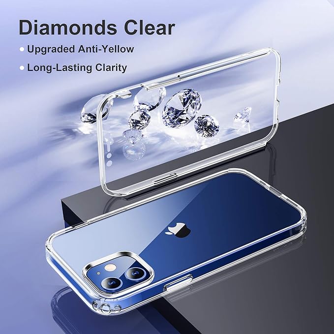 Diaclara Designed for iPhone 12 Mini Case, Full Body Rugged with Built-in Touch Sensitive Anti-Scratch Screen Protector, Soft TPU Bumper Case for iPhone 12 Mini 5.4" (Clear)