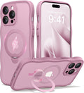 CAPRARO for iPhone 14 Pro Max Case with 360° Spin Magnetic Stand for Women, [Compatible with MagSafe] [Full Camera Protection] Cute Wave Translucent Matte Case for iPhone 14 Pro Max, Black Currant