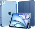 MoKo for iPad Air 11 inch Case (M4/M3/M2) 2026/2025/2024, iPad Air 5th/4th Gen 10.9 inch Case 2022/2020 with Pencil Holder, Slim Light Trifold Cover with Hard PC Translucent Back Shell, Denim