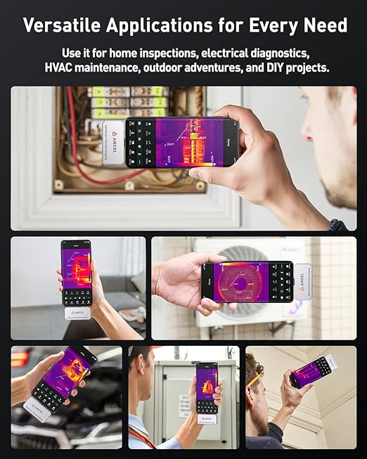 ANCEL IR101 Thermal Imaging Camera for Android, 256x192 IR Resolution, 25Hz Real-Time USB-C Thermal Camera – Detect Heat Leaks, Electrical Faults & PCB Defects for Home, Automotive & DIY Repairs