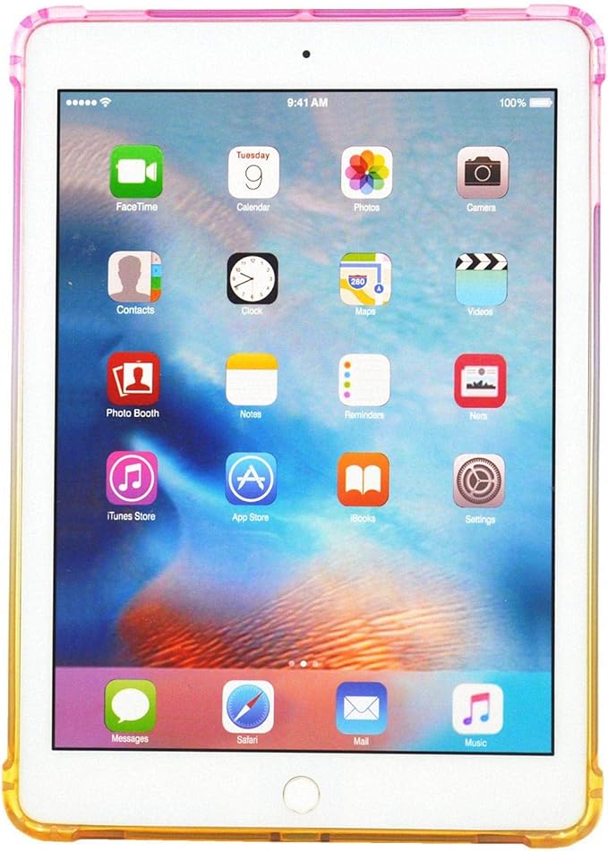 Translucent Frosted TPU Back Case for Apple iPad Air 3 (3rd Gen) 10.5" 2019 and iPad Pro 10.5" (2017) Gradient Color Impact Resistant Corner Protection Shockproof Cover, Pink & Yellow