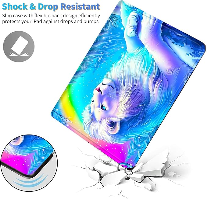 for Amazon Kindle Fire 7 (9th/7th/5th Generation, 2019/2017/2015 Release) 7" Tablet Case, Slim Kickstand Stand Leather Smart Cover with Auto Wake/Sleep, White Lion