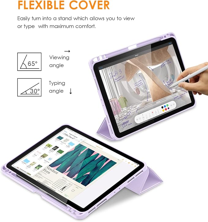 DTTO for iPad Pro 11 inch 4th/3rd/2nd/1st Generation 2022/2021/2020/2018 Case, Smart Slim Trifold Stand Soft TPU Back Cover with Built-in Pencil Holder, Also Fit iPad Air 5/4,Taro Purple