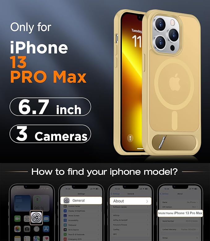 Magnetic Compatible with iPhone 13 Pro Max Case, [Built-in Invisible Kickstand][Compatible with MagSafe][Military Grade Shockproof] Slim Translucent Matte Phone Case for iPhone 13 Pro Max 6.7"