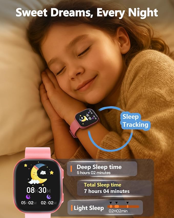 MorePro Smart Watch for Kids No App No Phone Required, Fitness Tracker Watch for Kids with Heart Rate, Blood Oxygen, Sleep Monitor, Pedometer, Puzzle Games, Music, Audio Stories for Boys Girls 4-12