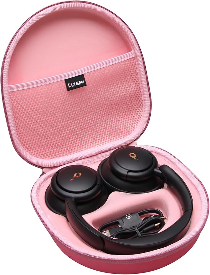 LTGEM Case Compatible with Anker Soundcore Life Q20i / Q20 / Q30 / Q45 Hybrid Active Noise Cancelling Headphones, Pink