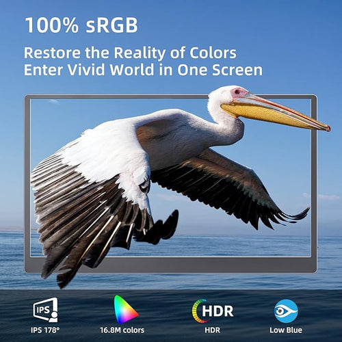 Upperizon Portable Monitor 15.6" 4K UHD 3840X2160 100% sRGB 60Hz IPS HDR HDMI USB-C Travel Monitor for Laptop MacBook PC Surface PS5 Xbox, Second Screen with Cover & Speakers, VESA Compatible
