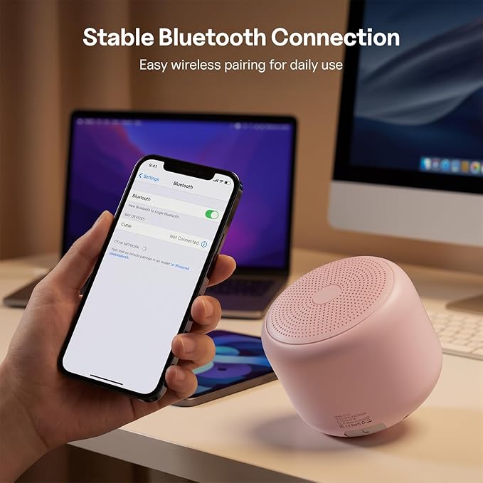 Bobtot Portable Bluetooth Speakers with Strap Easy to Carry, Wireless IPX5 Waterproof Mini Speaker with Loud Stereo Sound, 20 Hours Playtime, Rechargeable Battery, Built-in Microphone, Pink