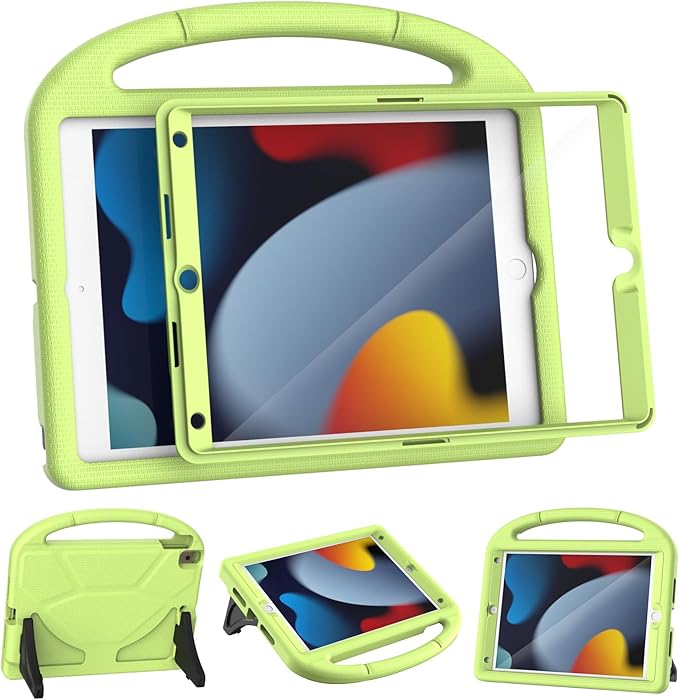 YIHE Kids Case for iPad 9th/8th/7th Generation, iPad Pro 10.5 & Air 3, Shockproof Protective Cover with Handle Stand & Screen Protector for 10.2/10.5 Inch iPads, Light Green