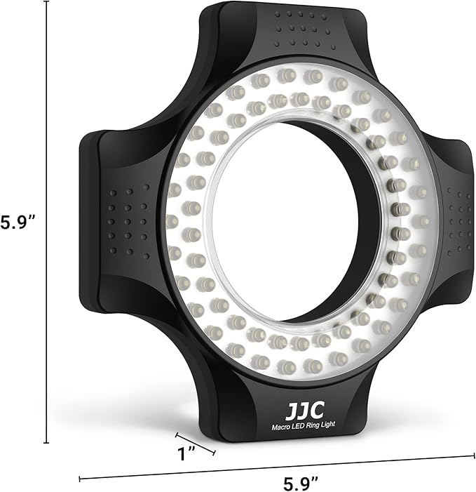 JJC Macro Ring Light for DSLR Macro Lens Canon EF 100mm f2.8L/RF 100mm f2.8L/EF-S 60mm f2.8/Nikon AF Micro 60mm f2.8D/AF-S DX Micro 40mm f2.8G/Z MC 50mm f2.8 with 49/52/55/58 62/67mm Adapter Rings