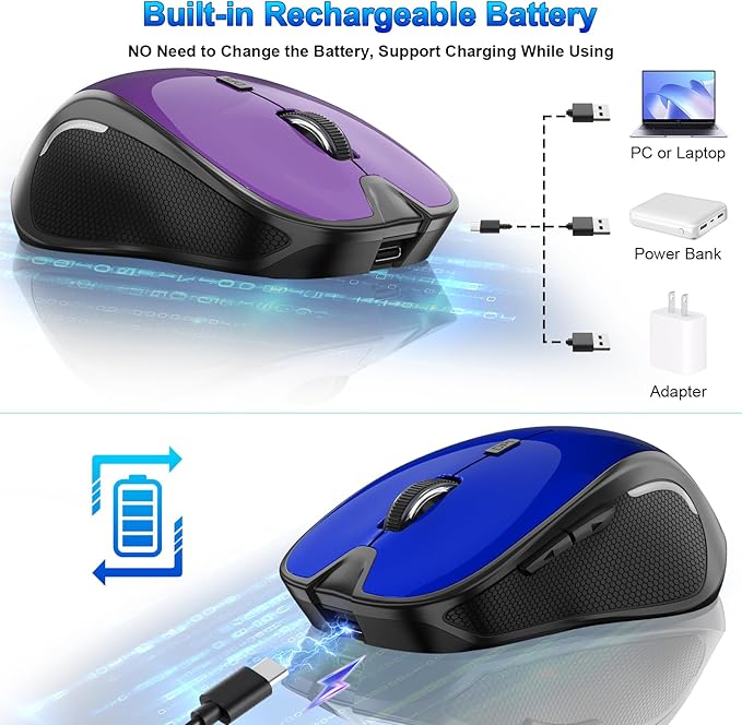 Mouse for MacBook Bluetooth Wireless Mouse Laptop MacBook Air Mac Pro Silent Rechargeable PC iPad Optical Mouse with Jiggler Dual Mode Switch Bluetooth 5.2/3.0 and 2.4GHz USB Type-C Receiver ROSE GOLD