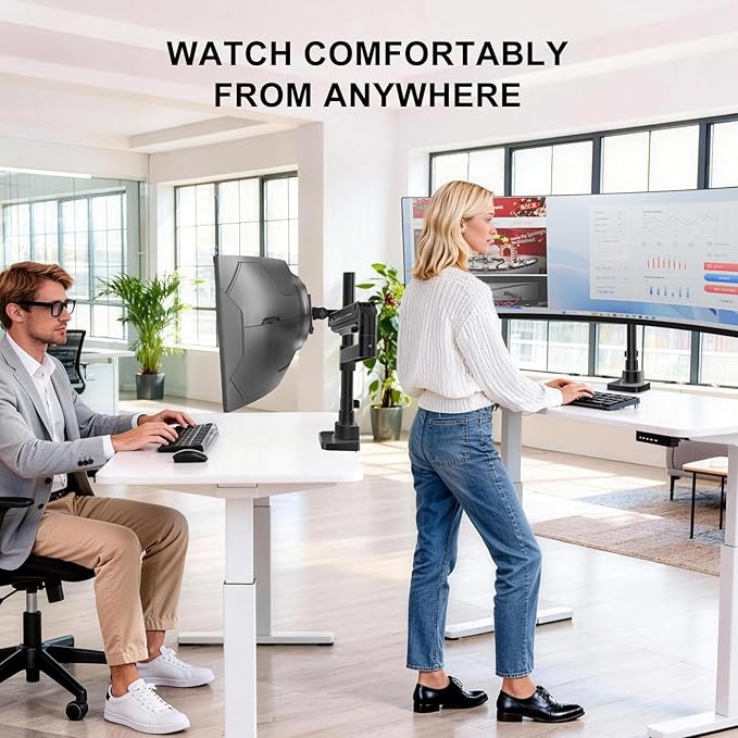 WALI Heavy Duty Monitor Arm Desk Mount for 13-43 Inch Ultrawide Screens, Single Monitor Arm with Full Motion Tilt, Swivel, Rotation, Holds up to 44 lbs, C-Clamp Mount for VESA 75/100mm (GSDM001-P)